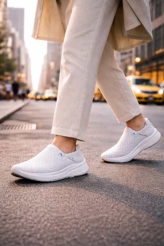 Travel Slip-On — Ultralight Woven Shoe in White